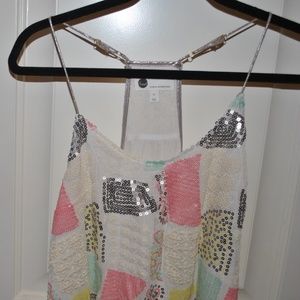 Anthropologie Sequin Cami Multi-Color Size M
